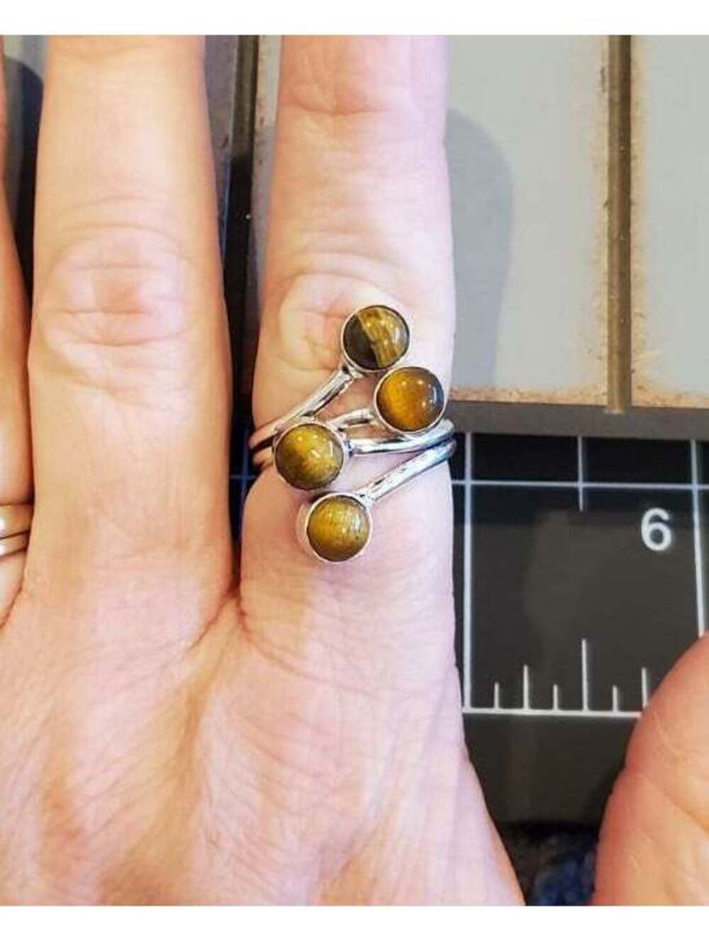 925 tiger eye adjustable ring